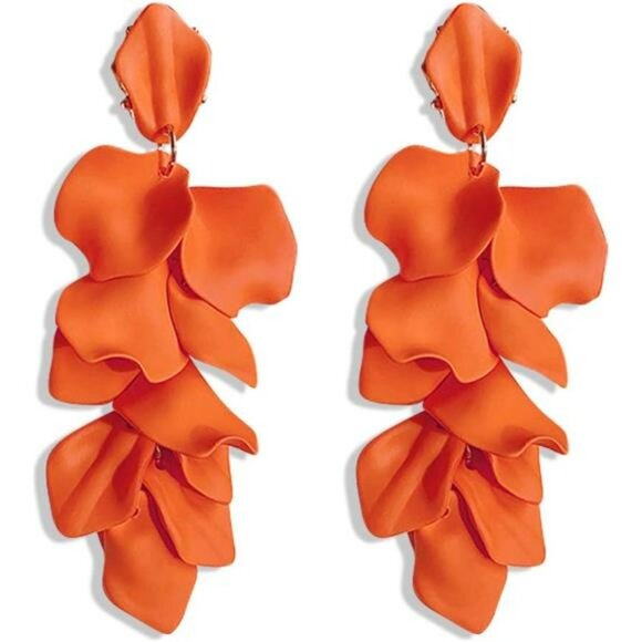 kate spade Jewelry - Acrylic Rose Petal Earrings Dangle Flower Earrings  Girls and Woman Orange